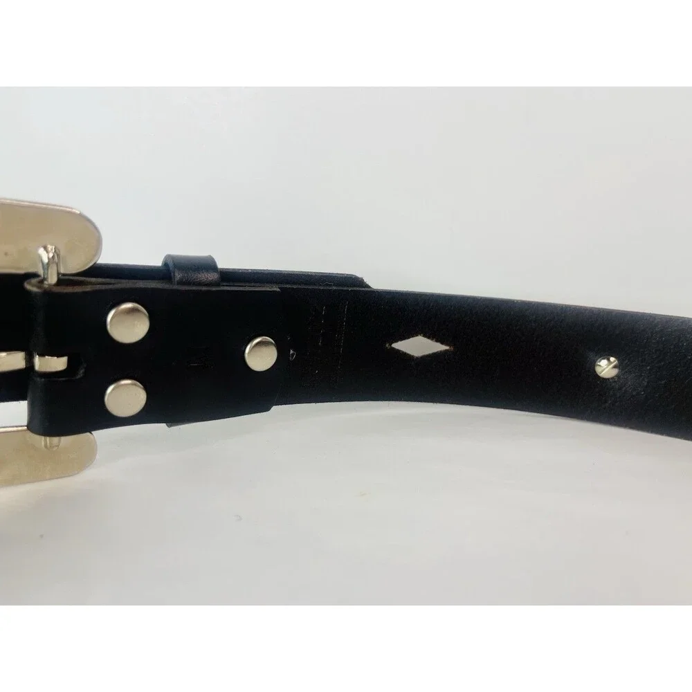 Nocona Women’s Medium Western Leather Boho Silvertone Buckle Rhinestone Belt
